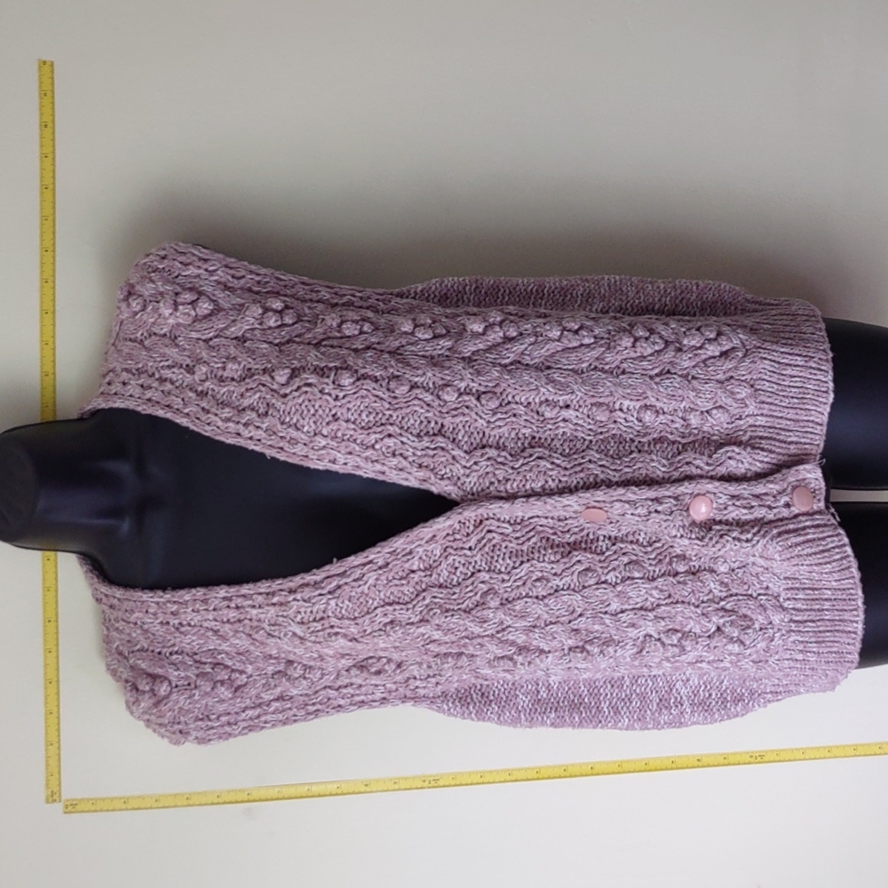 Jantzen Lavender Cable Knit Button Front Sweater Vest
